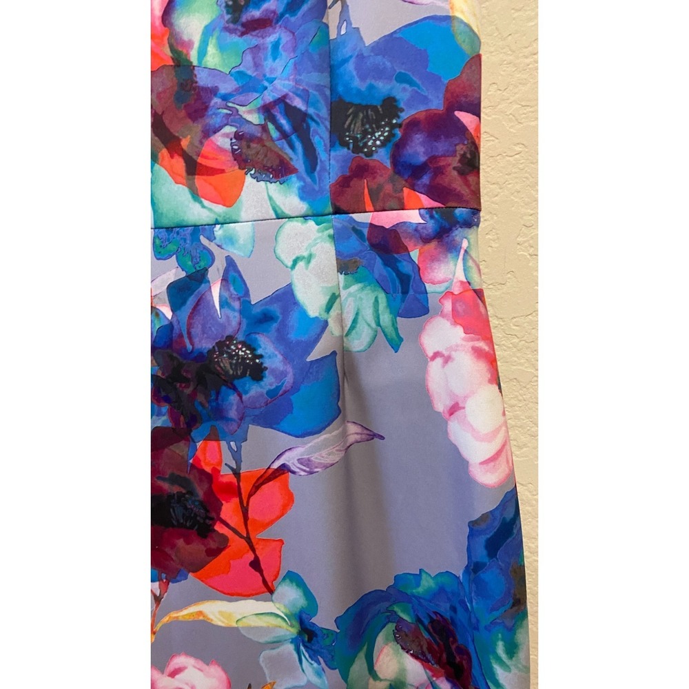 Betsey Johnson Floral Shift Dress Size 10‎ Cap Sleeve Gray Multicolor Retro - Picture 3 of 13